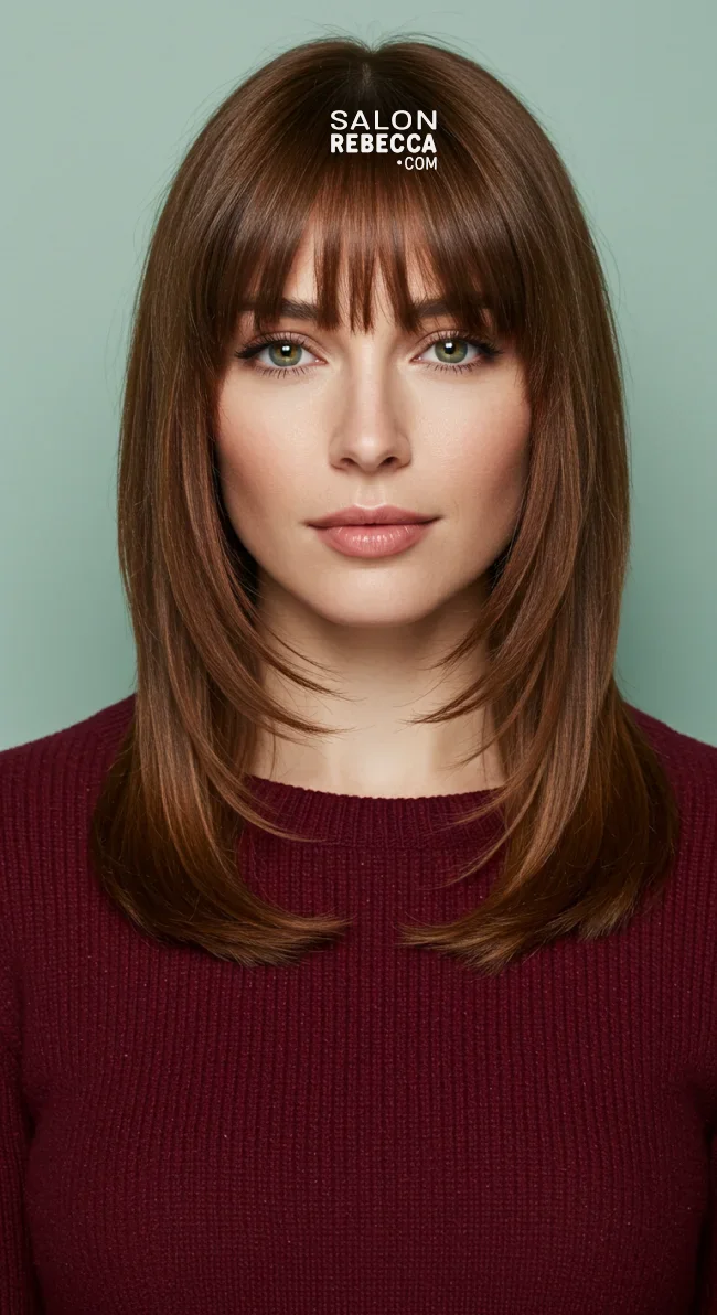 2. Layered Blunt Bangs | Chic Blunt Bangs: Stylish Trends And Timeless Elegance