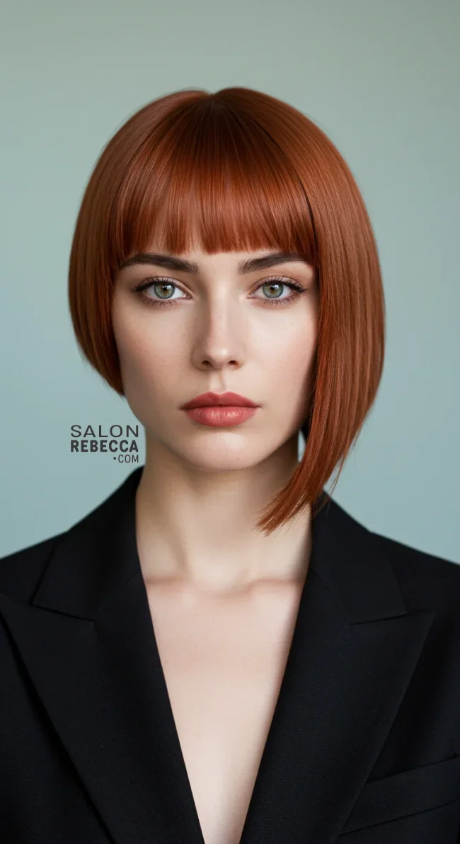 3. Asymmetrical Blunt Bangs | Chic Blunt Bangs: Stylish Trends And Timeless Elegance