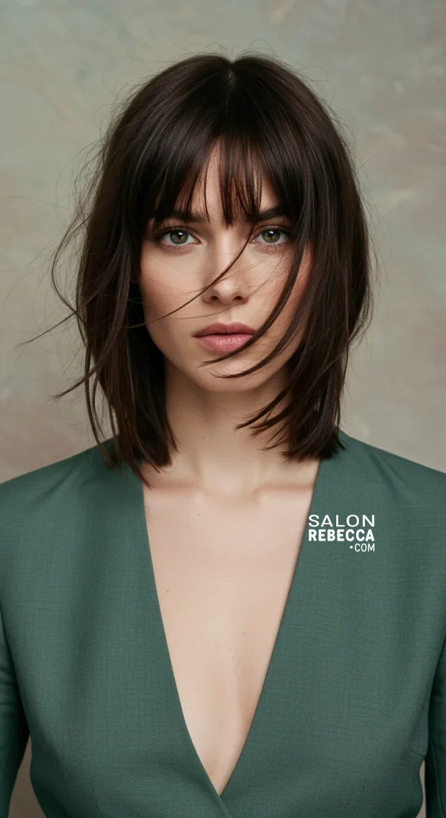 9. Side-Swept Blunt Bangs | Chic Blunt Bangs: Stylish Trends And Timeless Elegance
