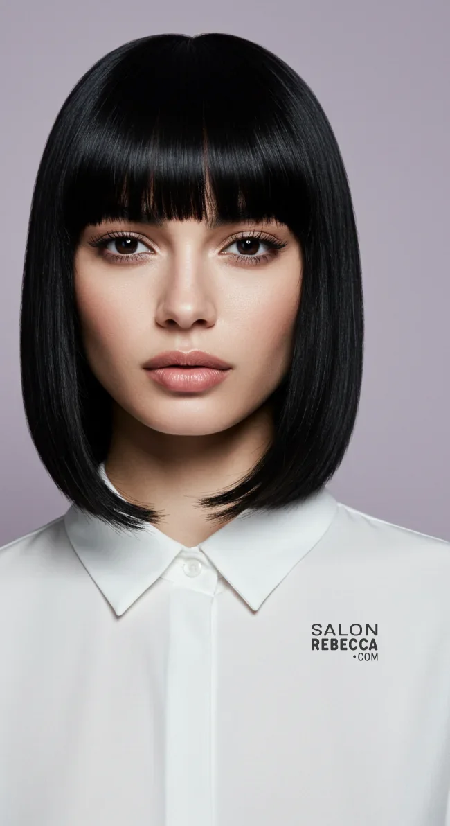 6. Sleek Blunt Bangs | Chic Blunt Bangs: Stylish Trends And Timeless Elegance