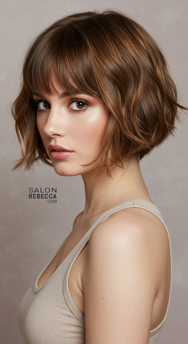 4. Textured Pageboy with Tousled Waves | 7 Elegant Pageboy Haircut Ideas For Timeless Style