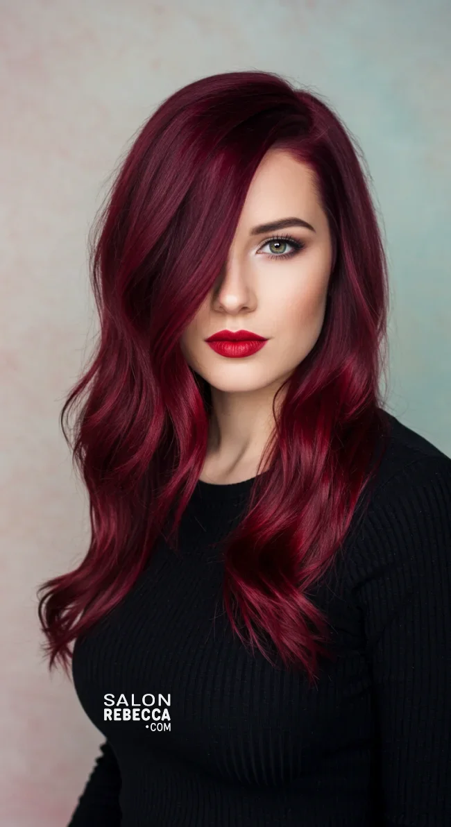 13. Dark Red Side Swept Hair | 15 Red Hair Looks To Warm Up Your Vibe This Winter