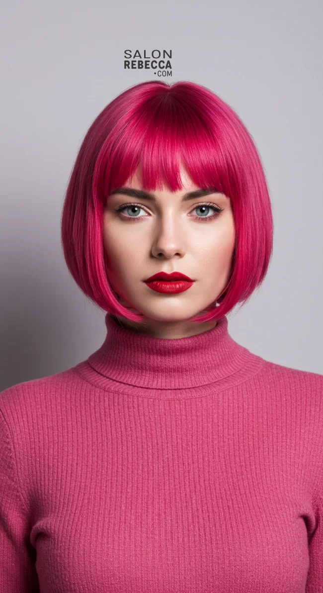 14. Raspberry Red Bob with Fringe | 15 Red Hair Looks To Warm Up Your Vibe This Winter