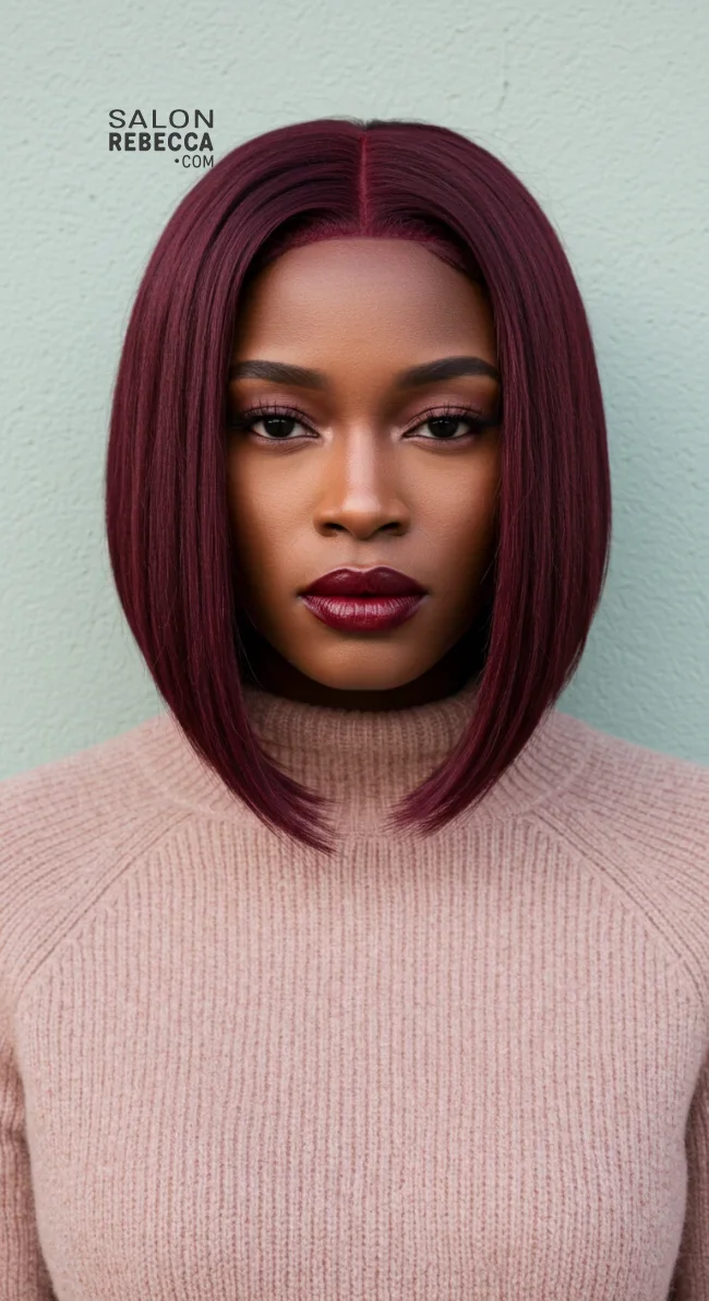 7. Deep Burgundy Lob | 15 Red Hair Looks To Warm Up Your Vibe This Winter