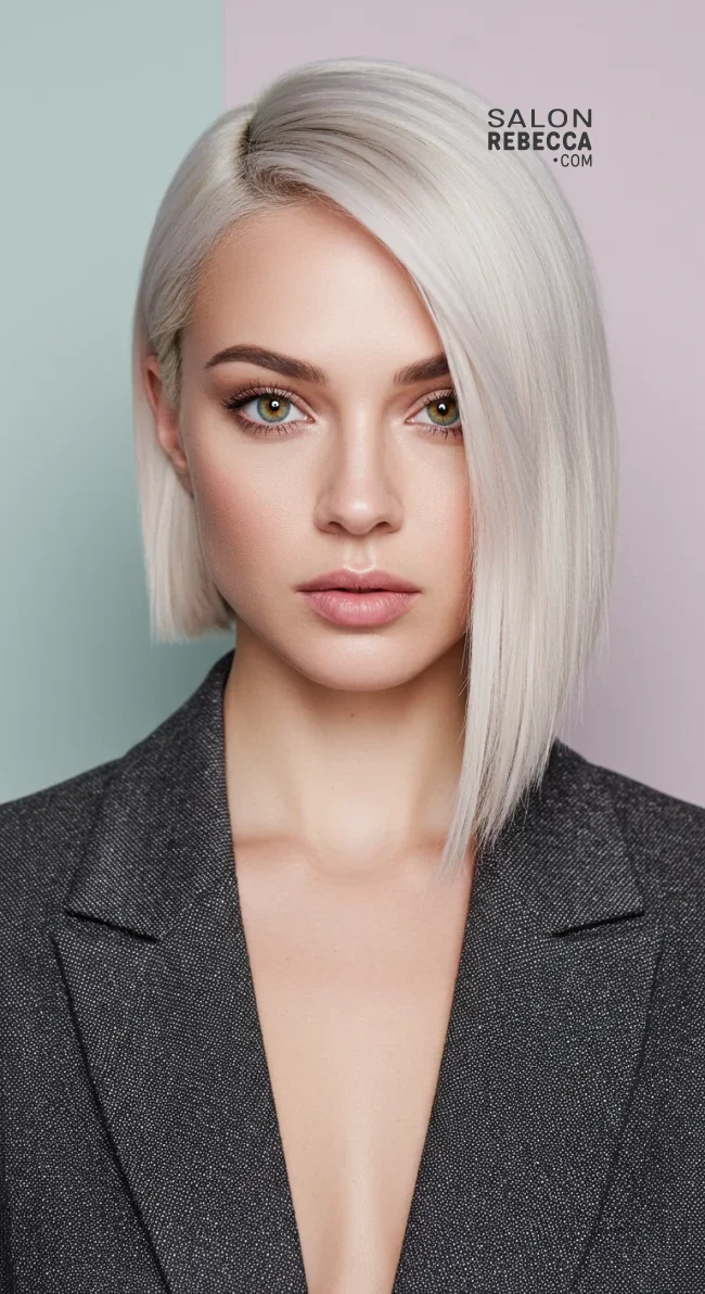 3. Asymmetrical Side-Part Bob | 7 Side-Part Bob Haircut Ideas
