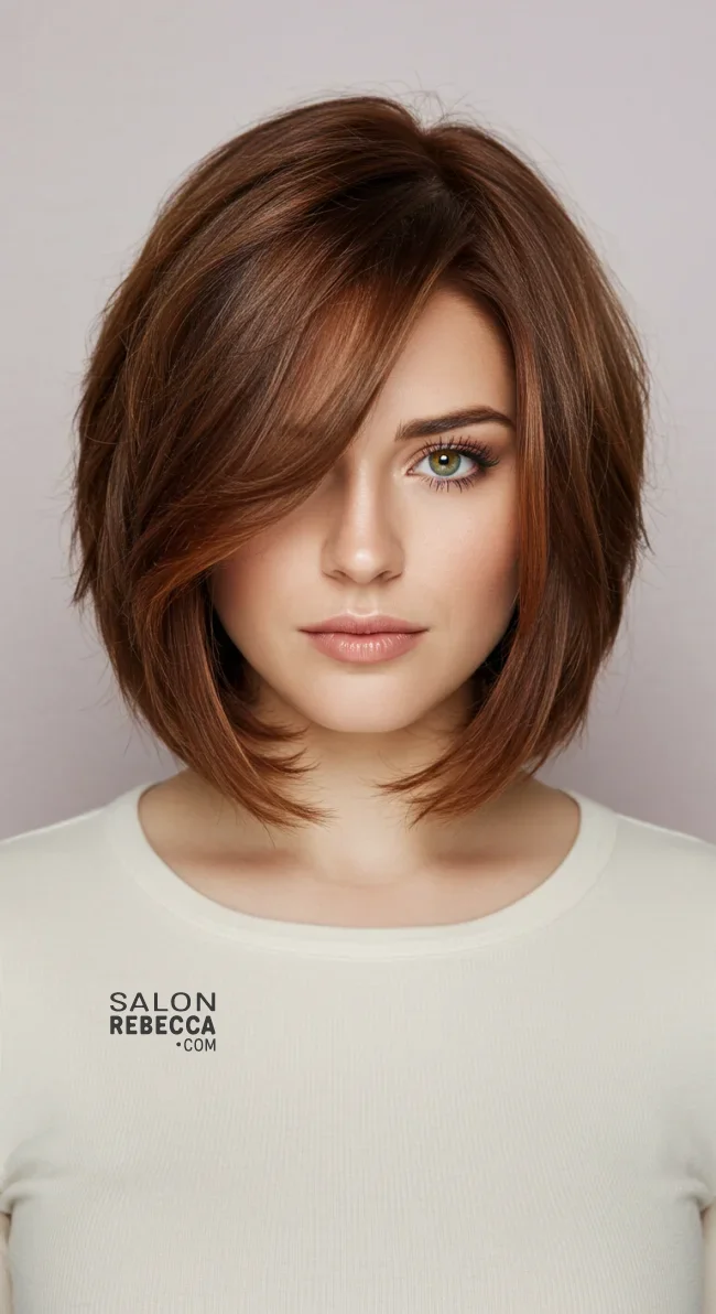 4. Layered Side-Part Bob | 7 Side-Part Bob Haircut Ideas