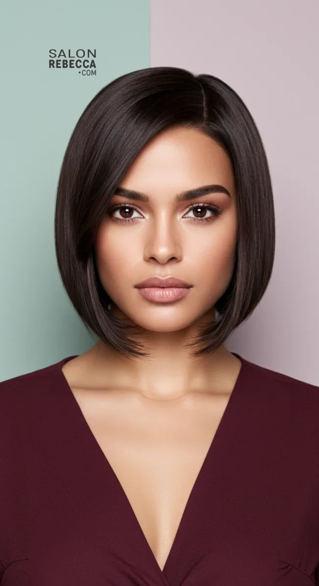 6. Blunt Cut Side-Part Bob | 7 Side-Part Bob Haircut Ideas