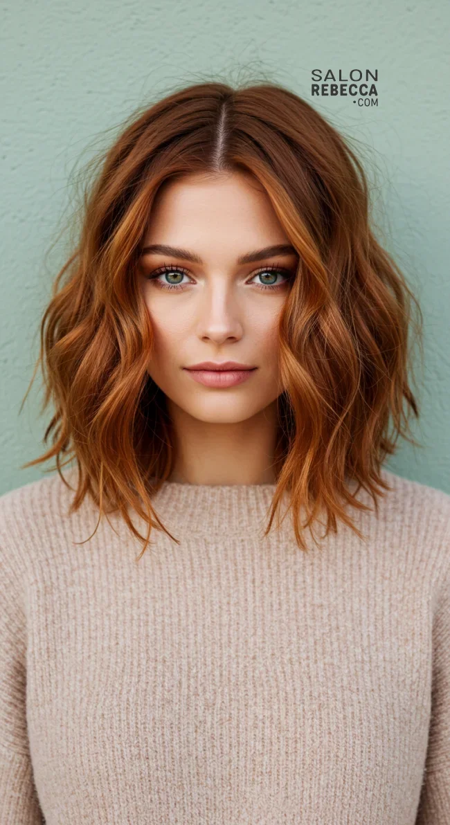 13. Rustic Copper Beach Waves | 15 Captivating Copper Hair Shades For A Warm Winter Look