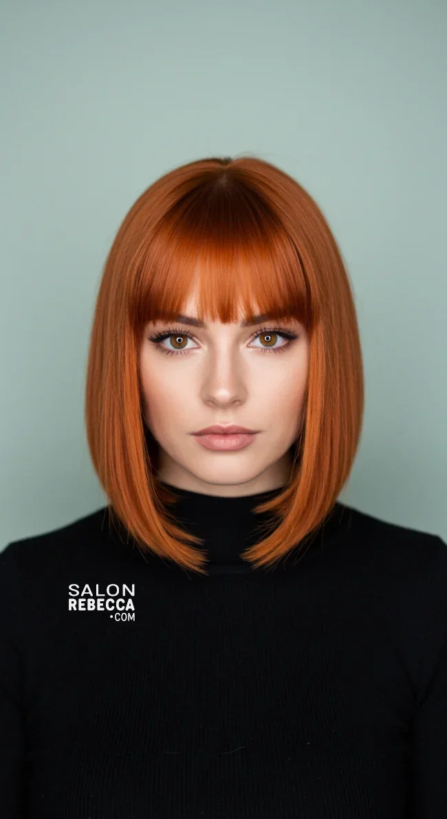 7. Burnt Orange Copper Bob | 15 Captivating Copper Hair Shades For A Warm Winter Look