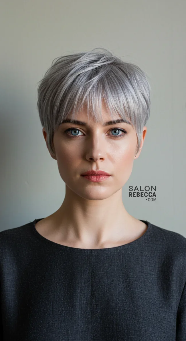 13. Short Grey Fringe | Grey Blending: A Chic And Ageless Way To Wear Your Hair