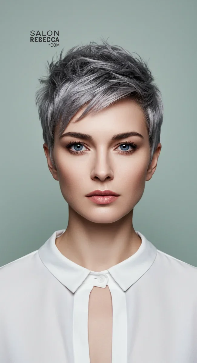 15. Modern Grey Pixie | Grey Blending: A Chic And Ageless Way To Wear Your Hair