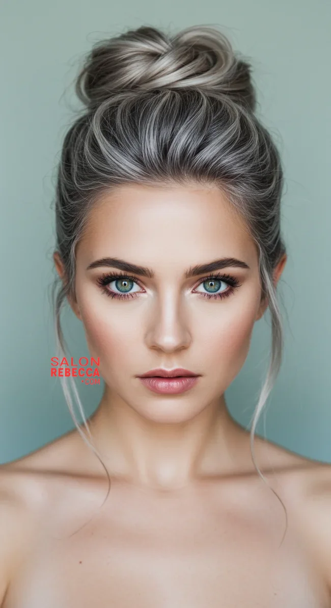 7. Modern Grey Updo | Grey Blending: A Chic And Ageless Way To Wear Your Hair