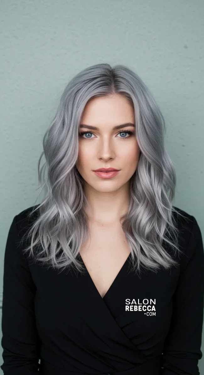 12. Layered Grey Waves | Grey Blending: A Chic And Ageless Way To Wear Your Hair