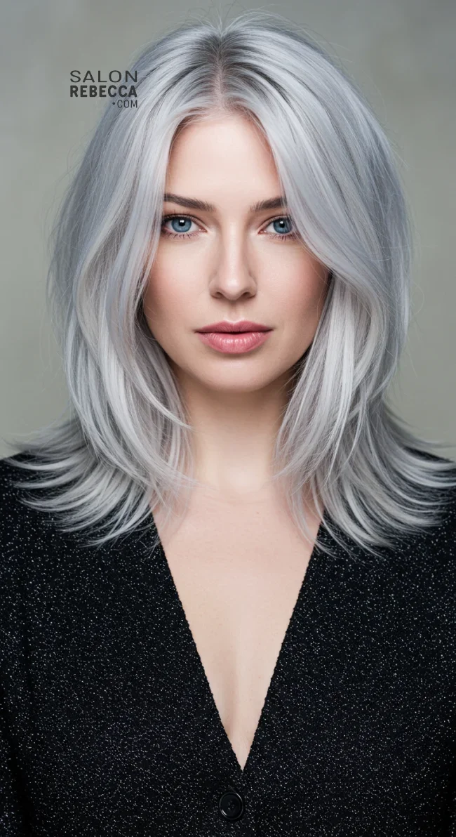 9. Elegant Greys and Whites | Grey Blending: A Chic And Ageless Way To Wear Your Hair