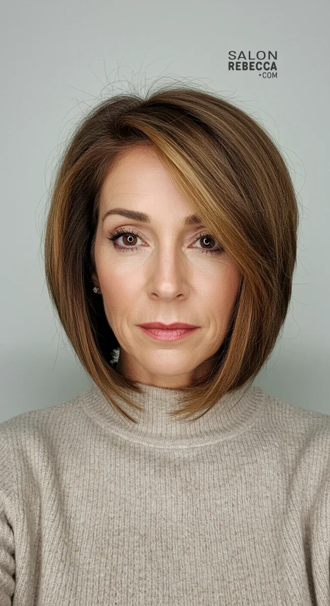 3. Shoulder-Length Bob with Side Part | 15 Best Haircuts For Women Over 60