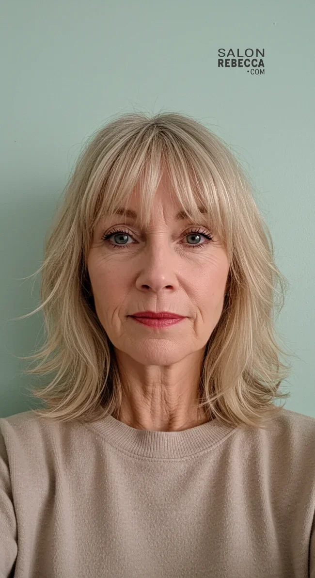 11. Soft Feathered Bangs | Should A 60 Year Old Woman Wear Bangs?