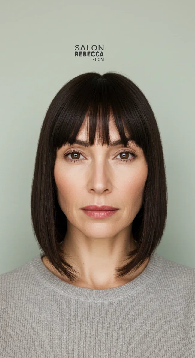 10. Blunt Bangs with a Bob | Should A 60 Year Old Woman Wear Bangs?