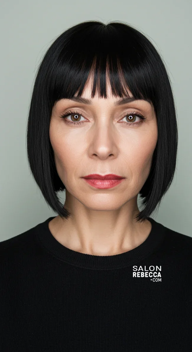 3. Straight Blunt Bangs | Should A 60 Year Old Woman Wear Bangs?