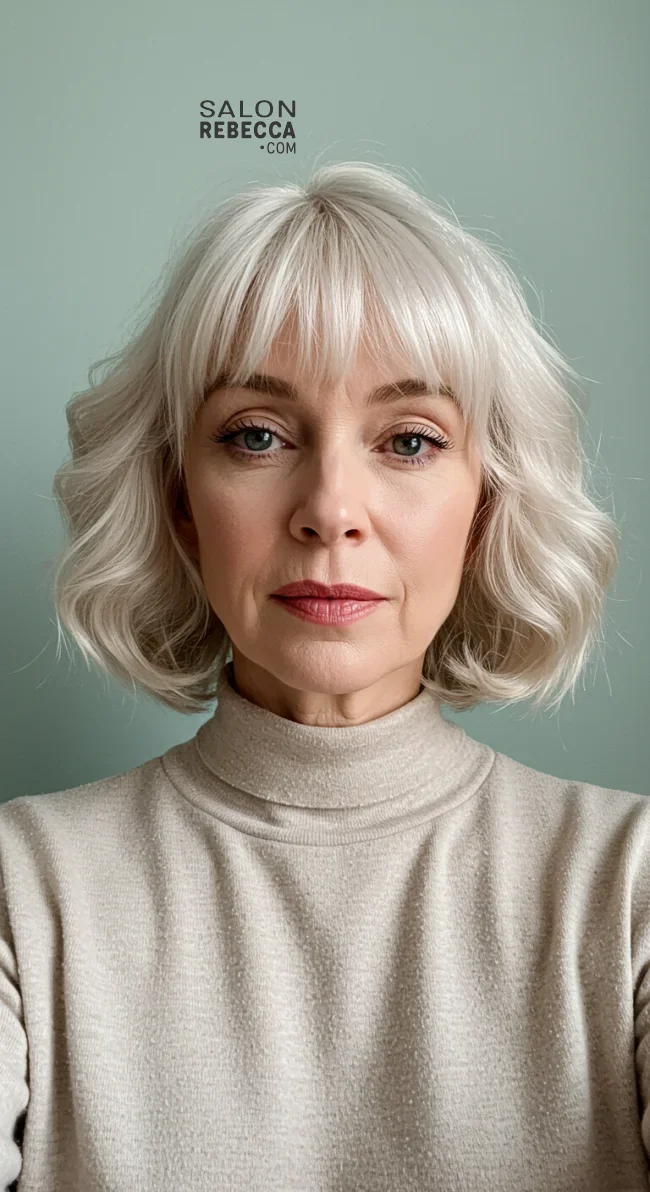 8. Curled-Up Bangs | Should A 60 Year Old Woman Wear Bangs?