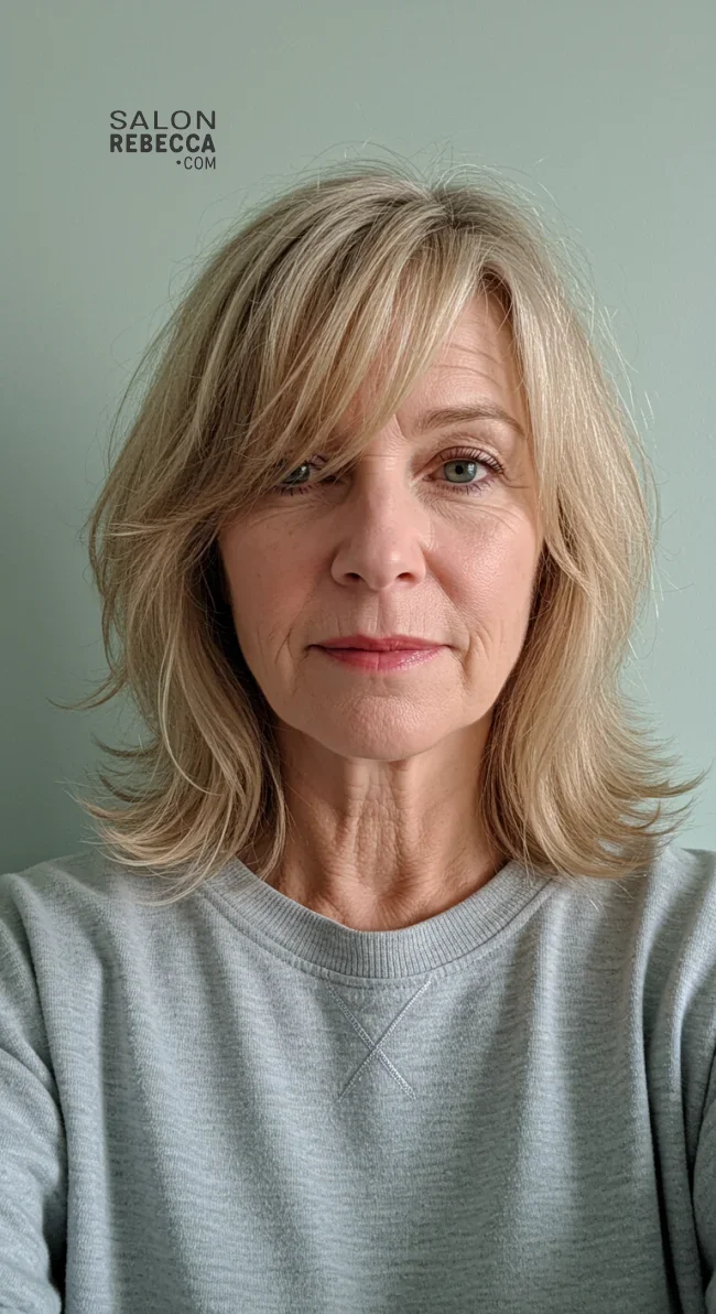 2. Side-Swept Bangs | Should A 60 Year Old Woman Wear Bangs?