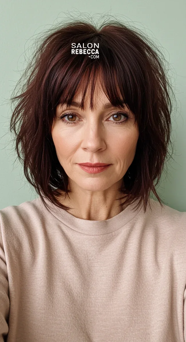 7. Textured Bangs | Should A 60 Year Old Woman Wear Bangs?