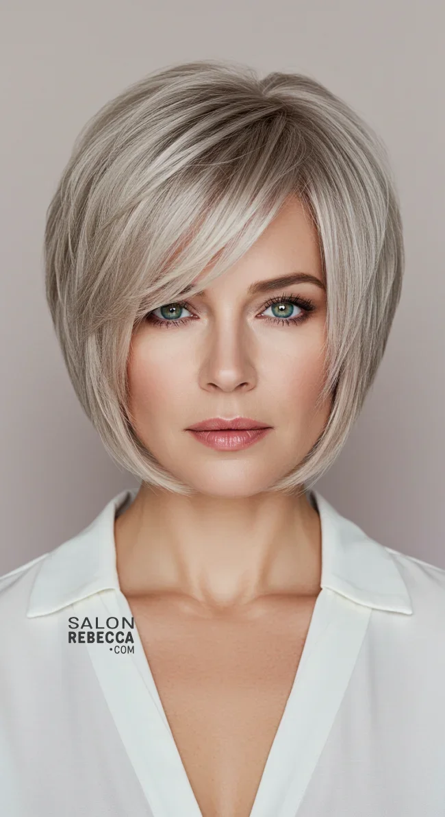 15. Short Bob with Side-Swept Bangs | 15 Short Hairstyles For Women Over 50 To Try