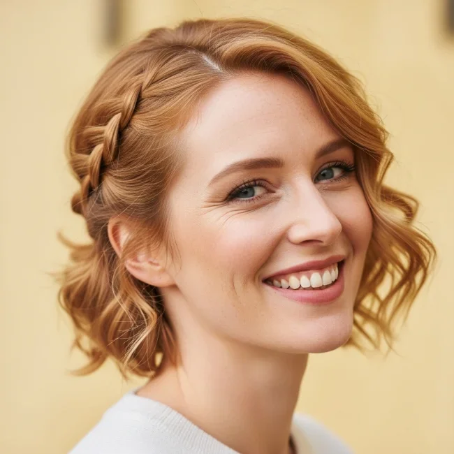 9. Wavy Side Pony with a Loose Braid | 10 Chic Short Hair Ponytail Ideas