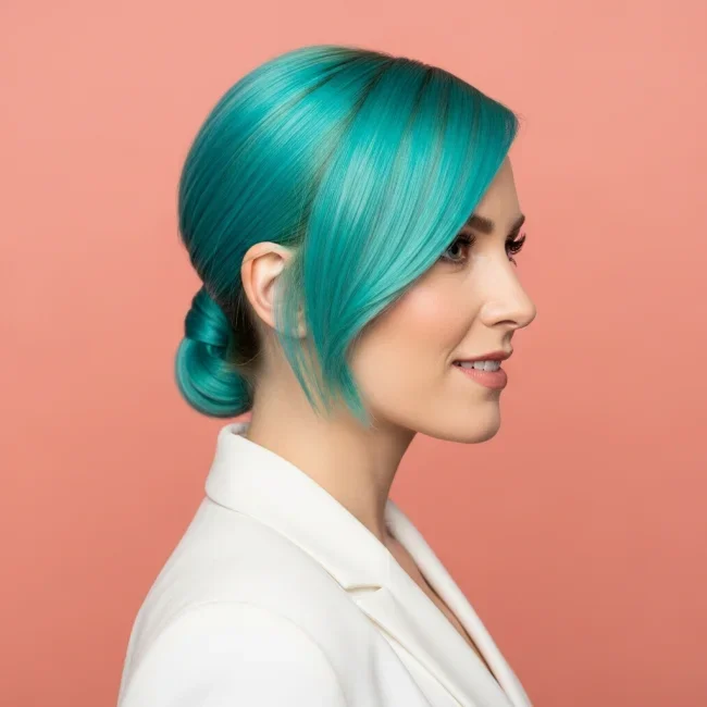 7. Sleek Low Pony with Wrap-Around Base | 10 Chic Short Hair Ponytail Ideas