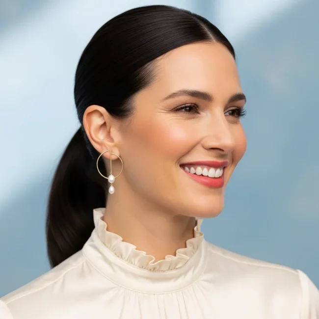 2. Sleek Center-Parted Low Pony | 10 Chic Short Hair Ponytail Ideas