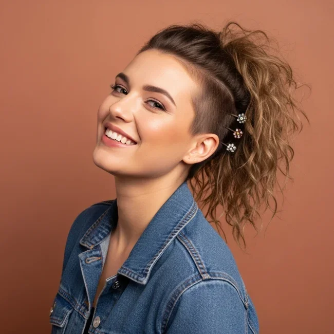 8. Pinned-Up Textured Ponytail | 10 Chic Short Hair Ponytail Ideas