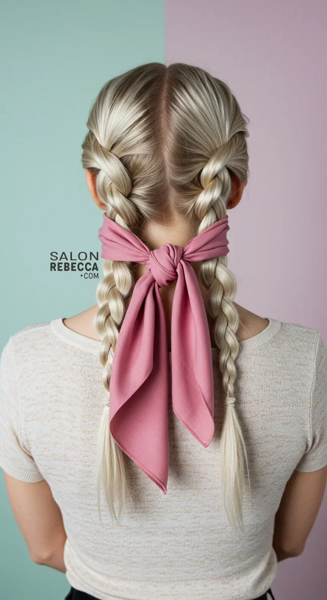 11. Twisted Crown with Scarf | 15 Hairstyle Ideas Using A Scarf - Chic And Trendy