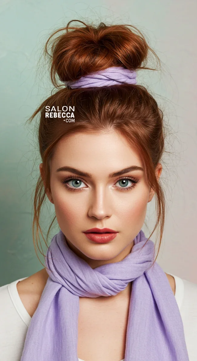 10. Top Knot with a Scarf | 15 Hairstyle Ideas Using A Scarf - Chic And Trendy