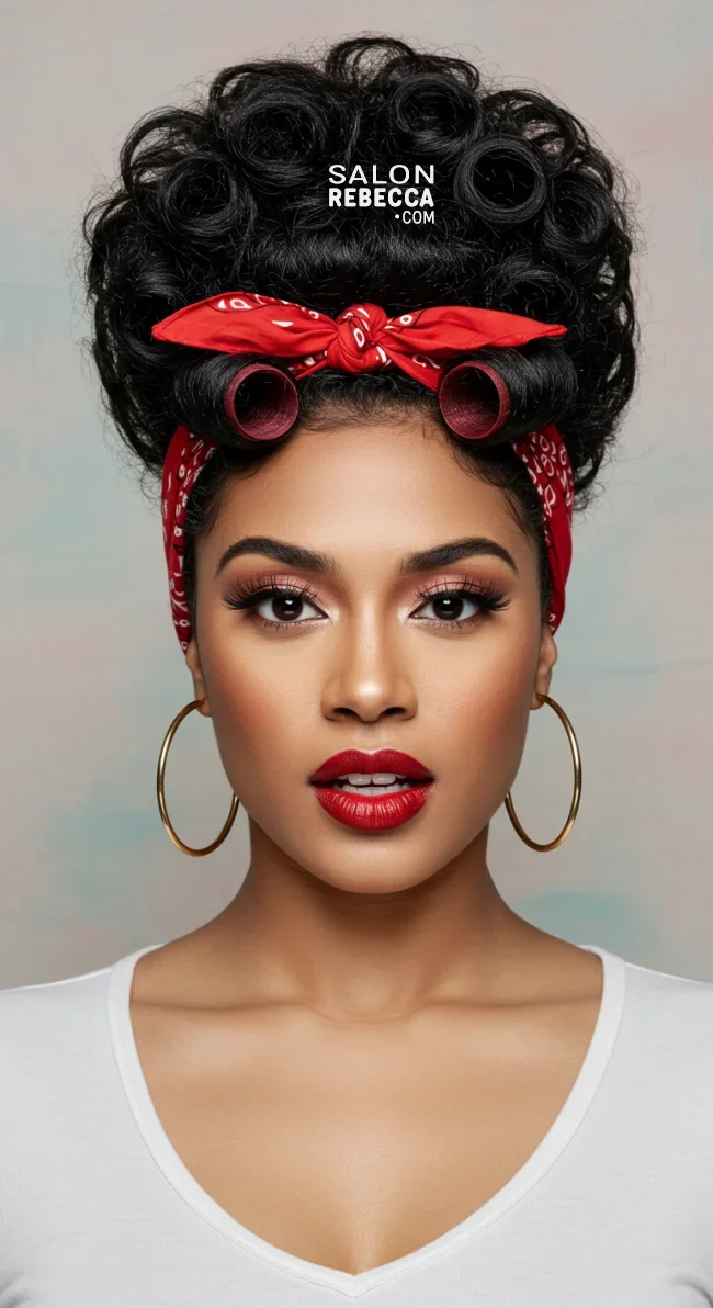 4. Retro Rosie the Riveter Look | 15 Hairstyle Ideas Using A Scarf - Chic And Trendy