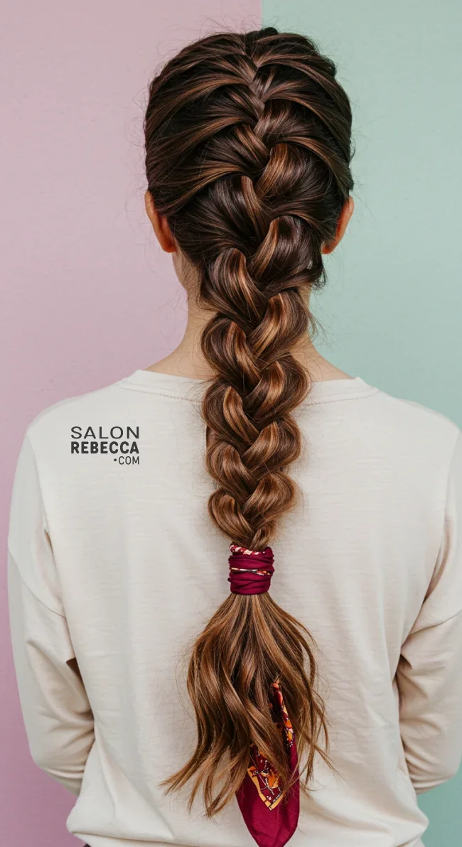 14. Scarf-Tied Fishtail Braid | 15 Hairstyle Ideas Using A Scarf - Chic And Trendy