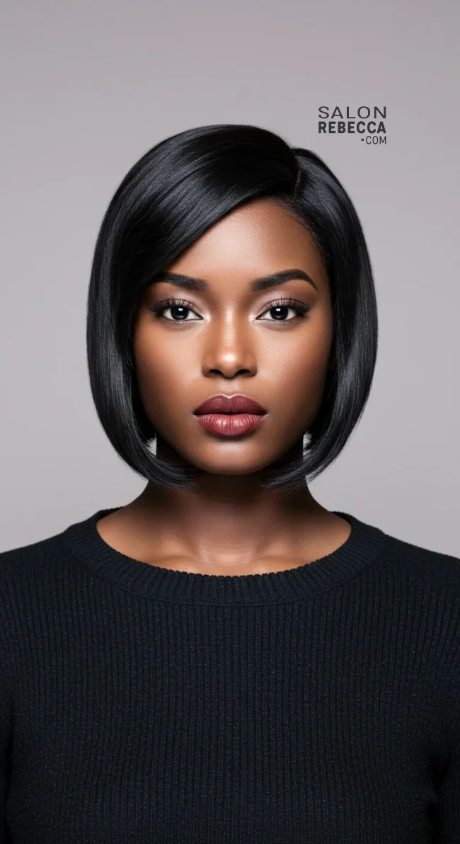 8. Chin-Length Bob with Side Part | Flattering Haircuts For Chubby Faces And Thick Hair