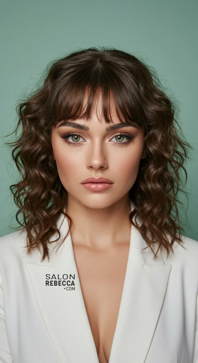 7. Curtain Bangs with Crimped Hair | 10 Best Crimped Hairstyles Trending In 2025