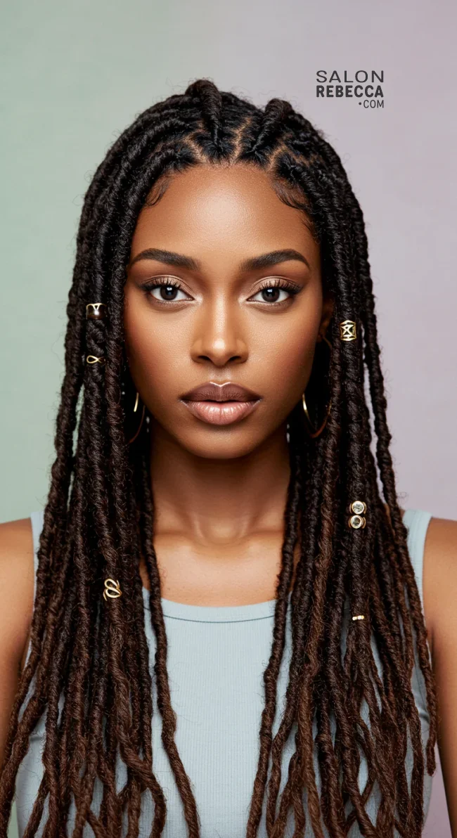 14. Accessorized Braided Locs | 15 Gorgeous Ways To Style Your Locs