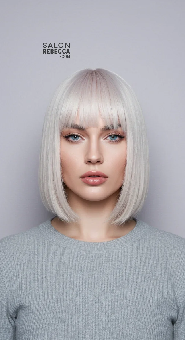 3. Blunt Bob with Bangs | 10 Stylish Bob Haircuts For Women With Oval Faces