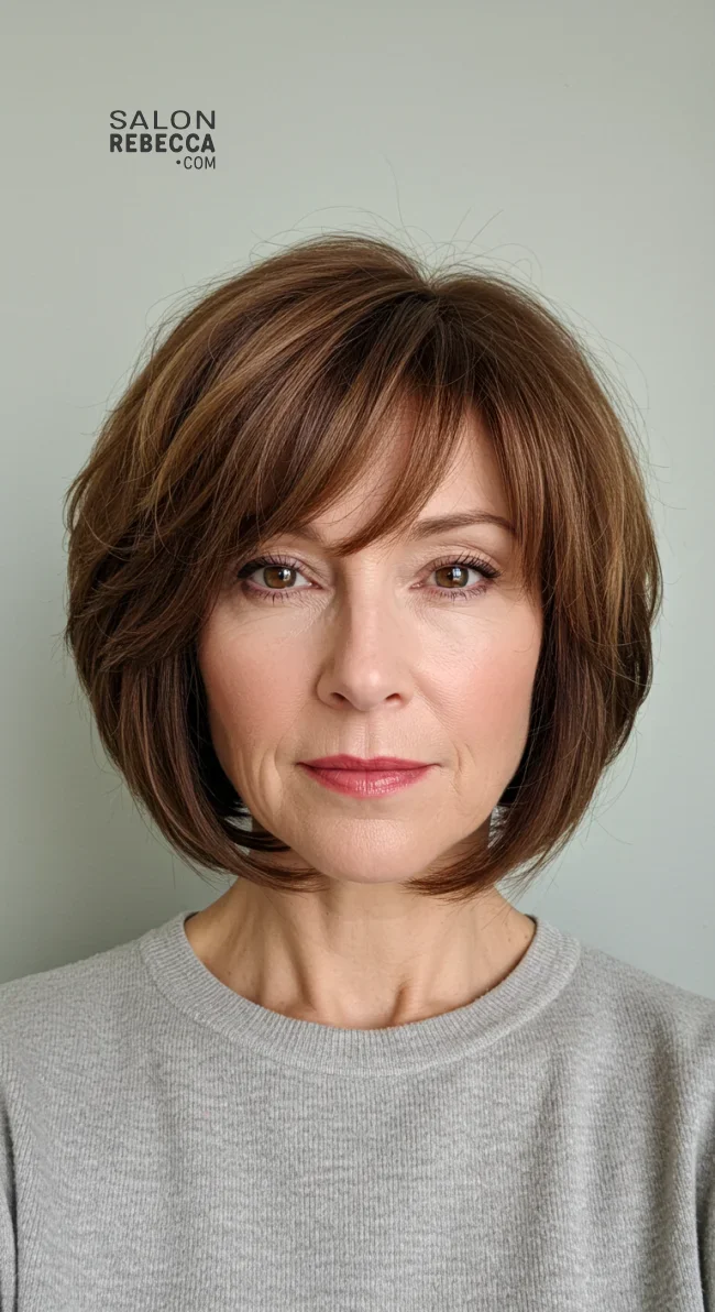 2. Soft Feathered Bob | What Hairstyles Are Good For Women Over 60 With Thinning Hair?