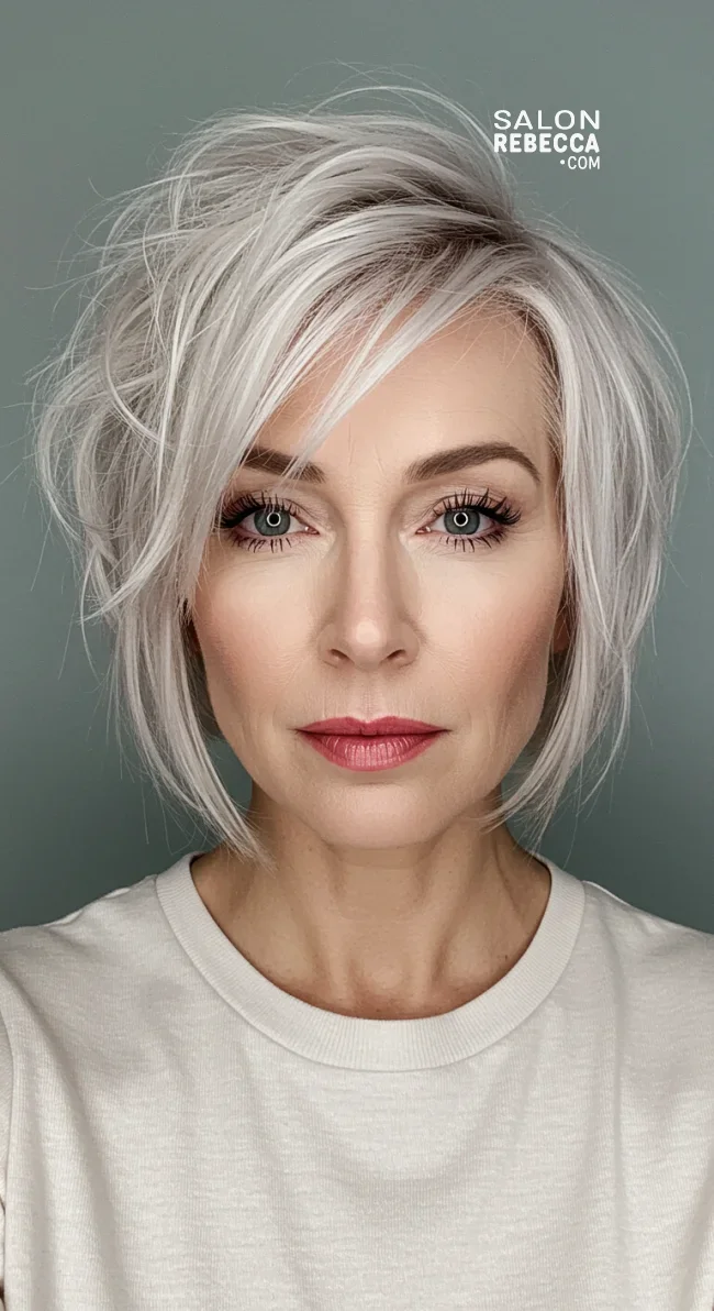 12. Textured Bob with Side Part | What Hairstyles Are Good For Women Over 60 With Thinning Hair?