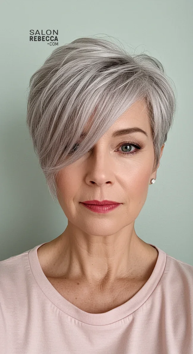 9. Side-Swept Pixie | What Hairstyles Are Good For Women Over 60 With Thinning Hair?
