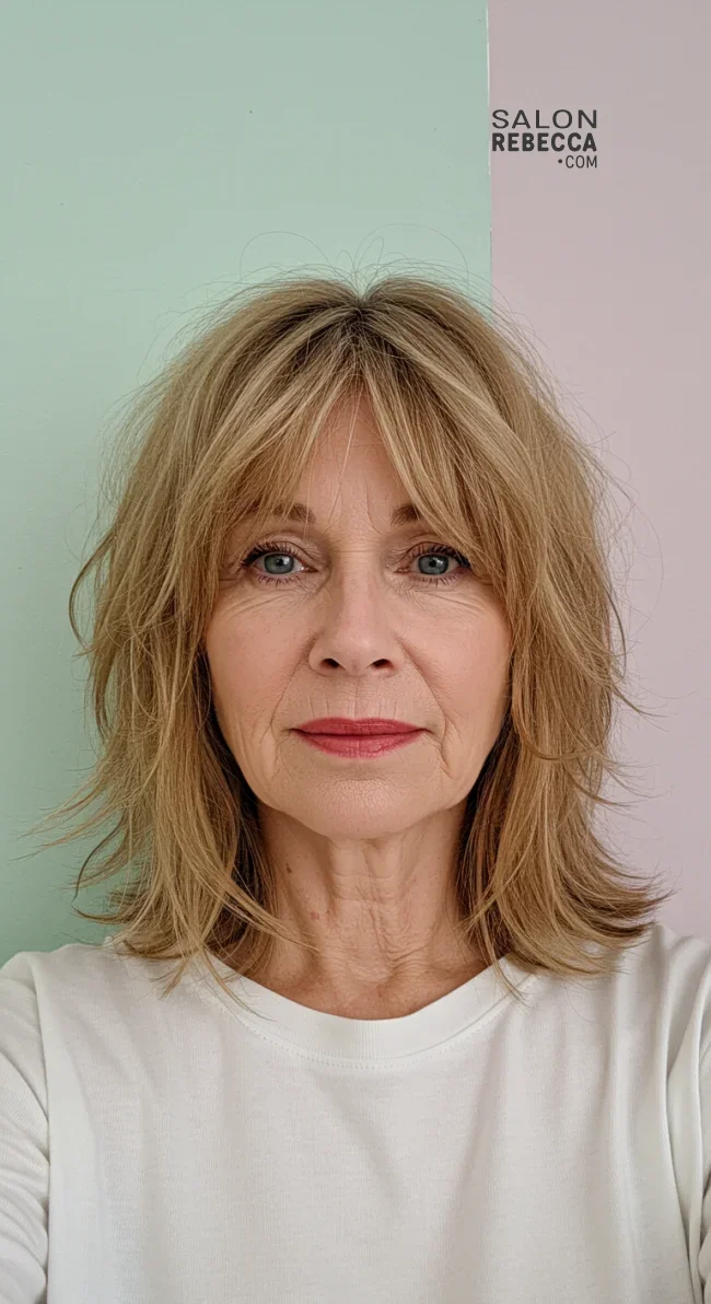 7. Soft Shaggy Layers | What Hairstyles Are Good For Women Over 60 With Thinning Hair?