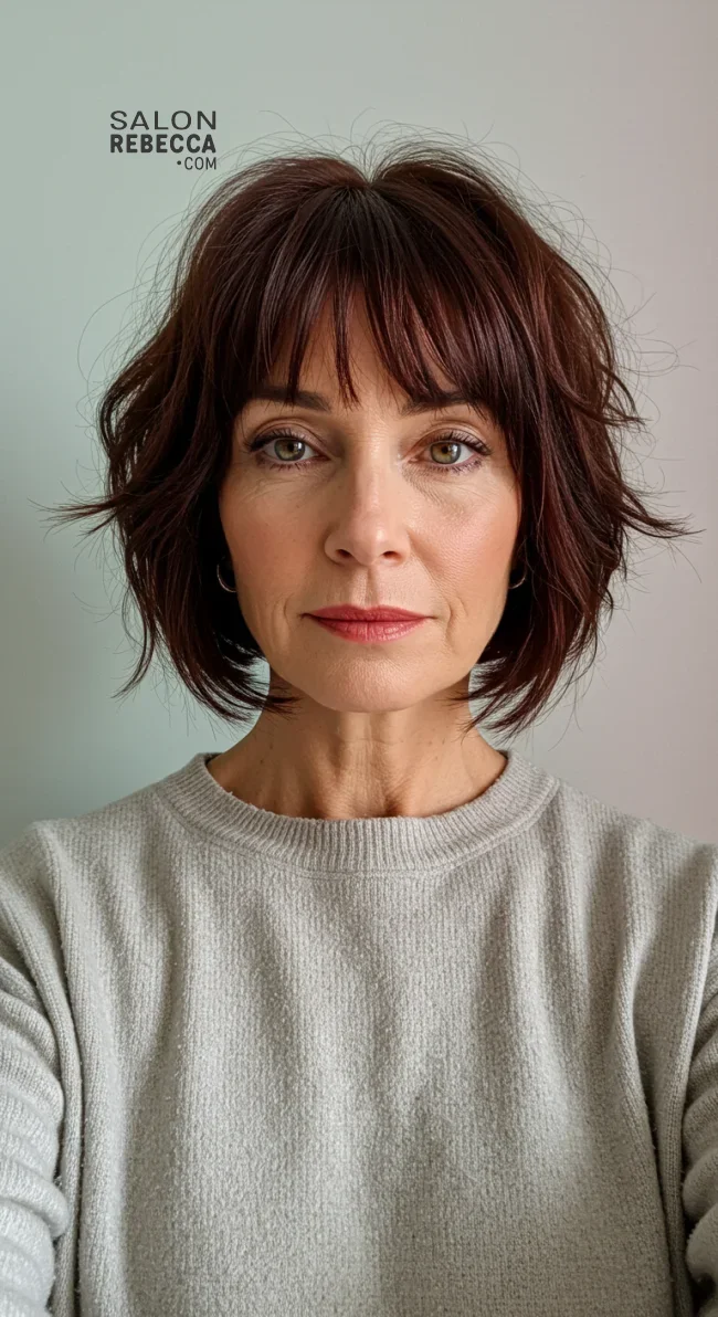 5. Wispy Bangs with a Short Bob | What Hairstyles Are Good For Women Over 60 With Thinning Hair?