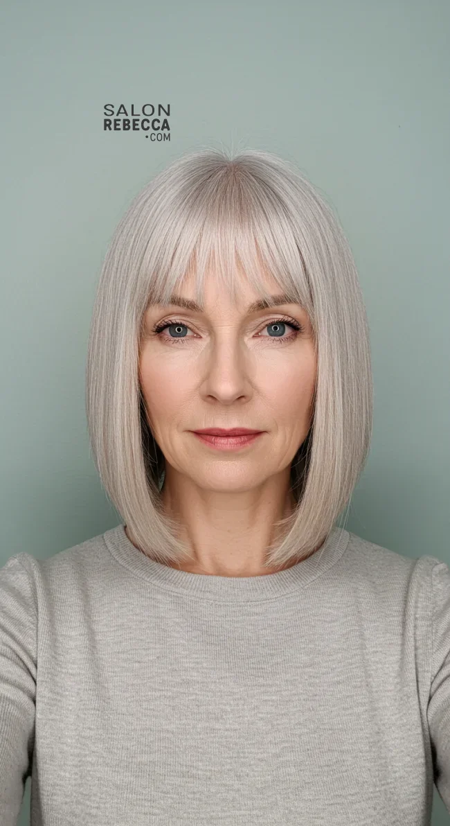 4. Shoulder-Length Blunt Cut | What Hairstyles Are Good For Women Over 60 With Thinning Hair?