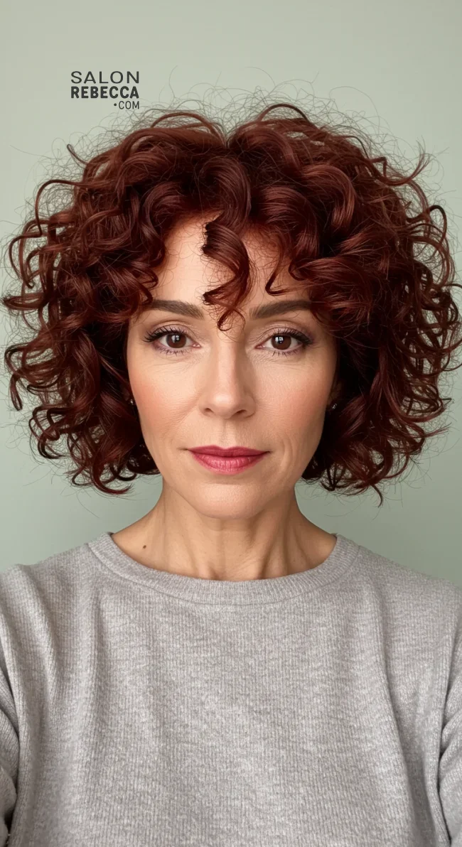 13. Short Curly Bob | What Hairstyles Are Good For Women Over 60 With Thinning Hair?