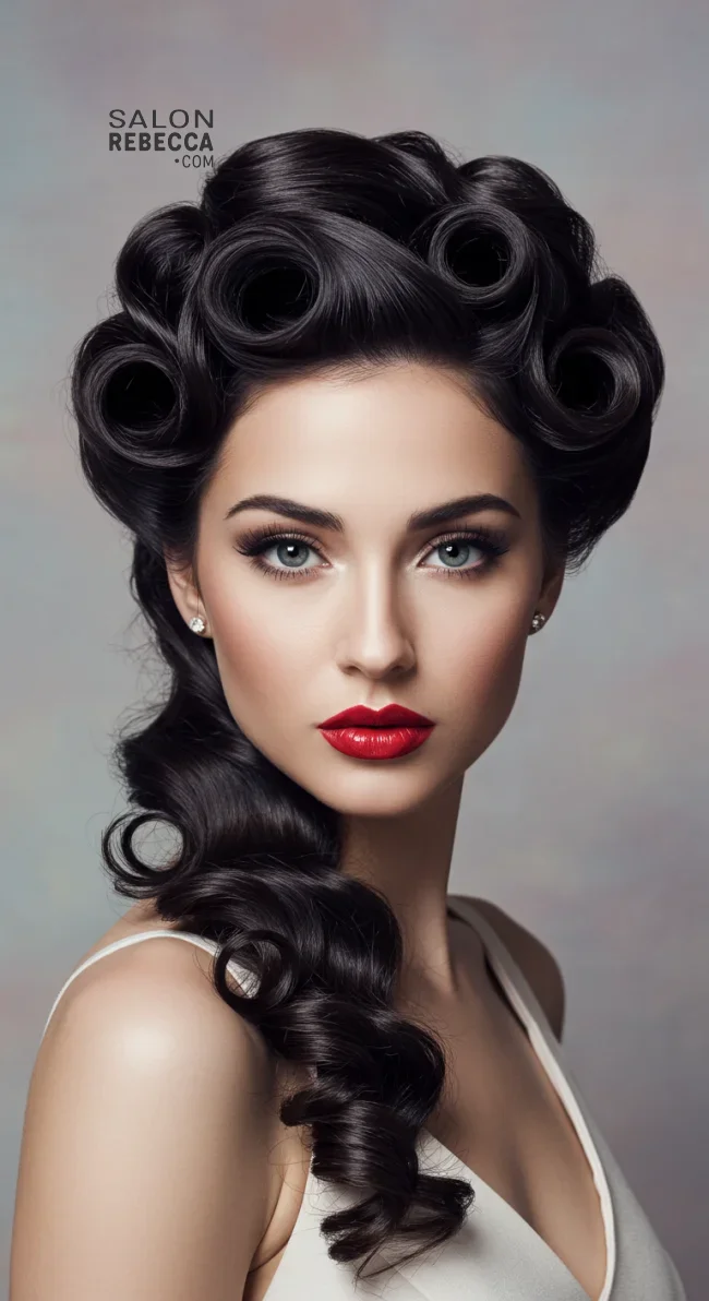 15. Retro-Inspired Curly Updo | 15 Amazing Hairstyles That You Can Do With Your Long Curly Hair