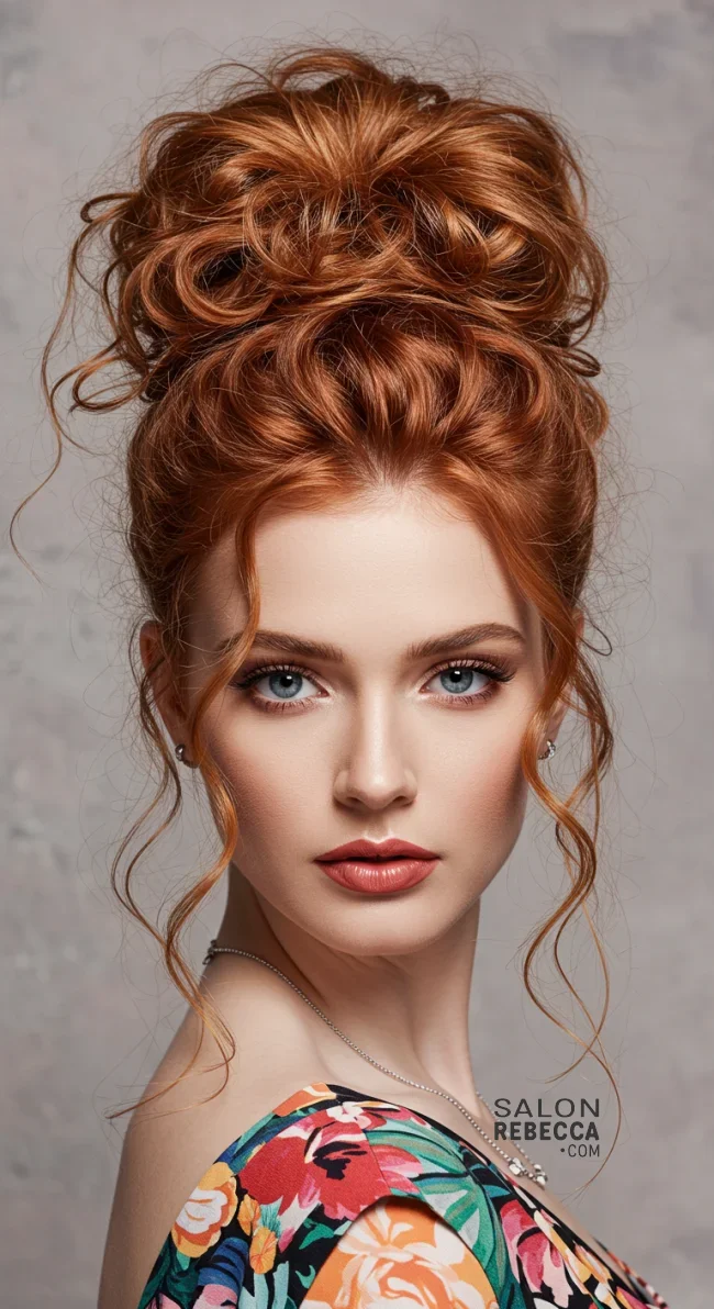 3. Messy Curly Bun | 15 Amazing Hairstyles That You Can Do With Your Long Curly Hair