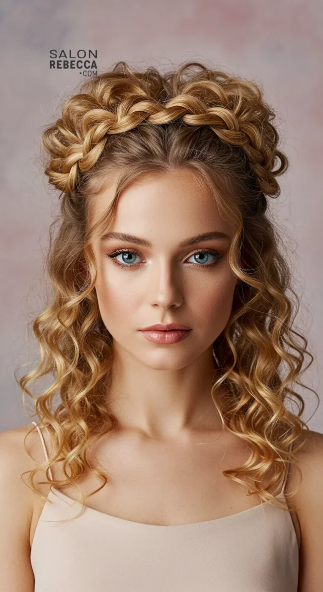12. Twisted Halo Updo | 15 Amazing Hairstyles That You Can Do With Your Long Curly Hair