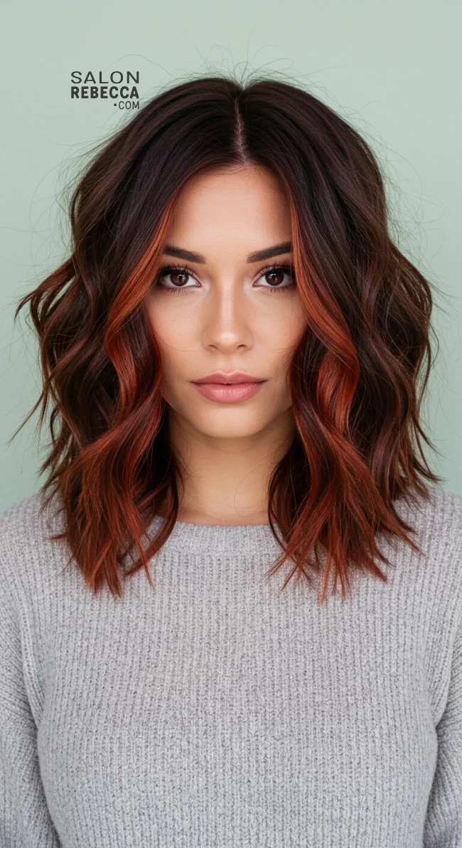 12. Deep Auburn Brunette Balayage | 15 Brunette Balayage Ideas To Refresh Your Look