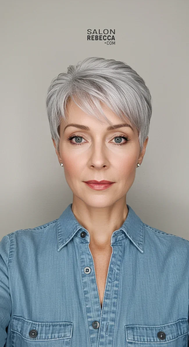 6. Silver Pixie Cut | Pixie Hairstyles For Women Over 50: Timeless And Trendy Styles